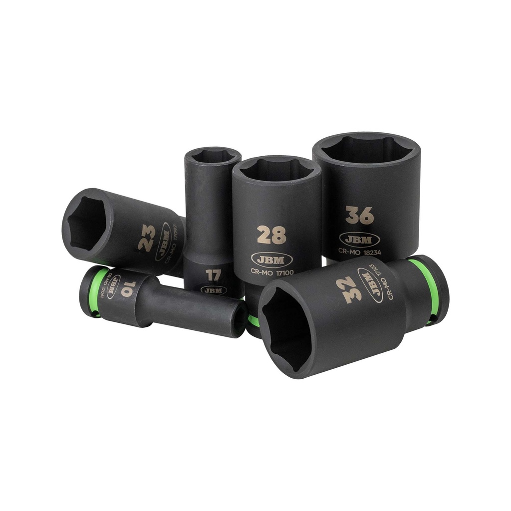 JEU DE 29 DOUILLES À CHOCS LONGUES HEXAGONALES 1/2"