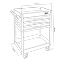 CHARIOT DESSERTE D’ATELIER 3 TIROIRS AVEC 1 PLATEAU + GRILLES LATÉRALES