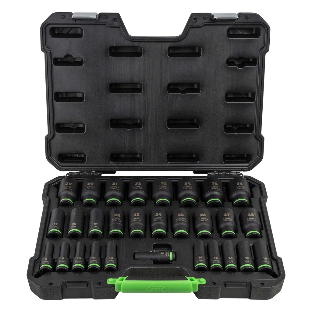 JEU DE 29 DOUILLES À CHOCS LONGUES HEXAGONALES 1/2"