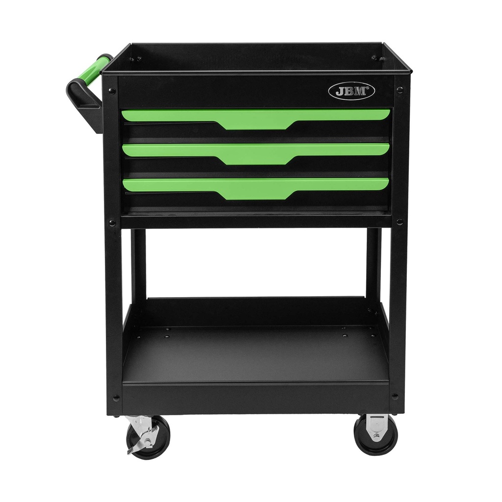 CHARIOT DESSERTE D’ATELIER 3 TIROIRS AVEC 1 PLATEAU + GRILLES LATÉRALES