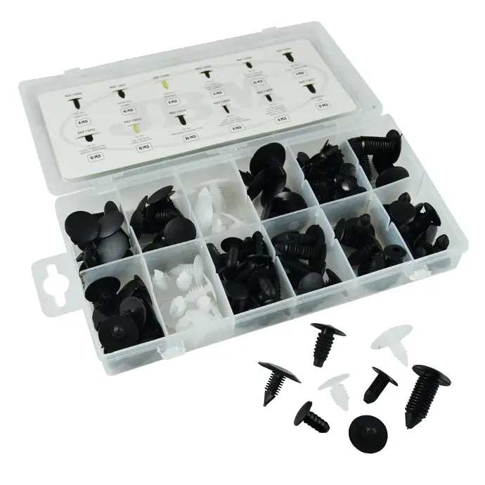 [52888] CLIPS EN PLASTIQUE UNIVERSEL COFFRET 128 PCS 