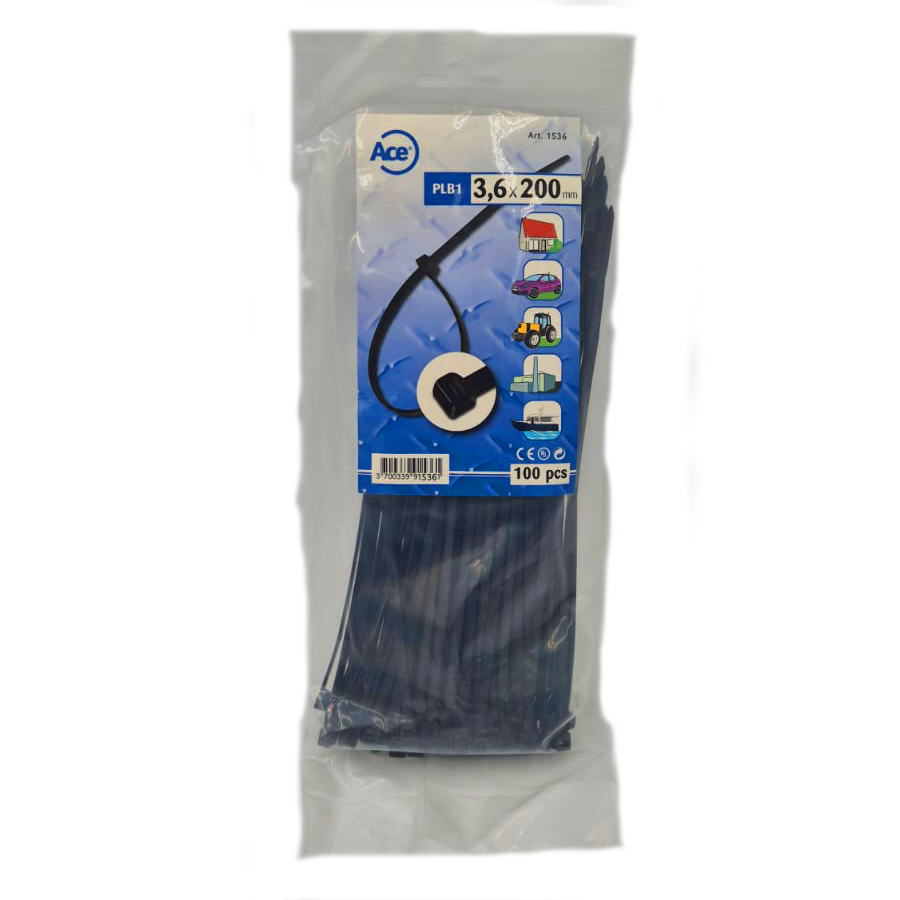 [1536] SACHET 100 LIENS NYLON NOIR 3,6 X 2