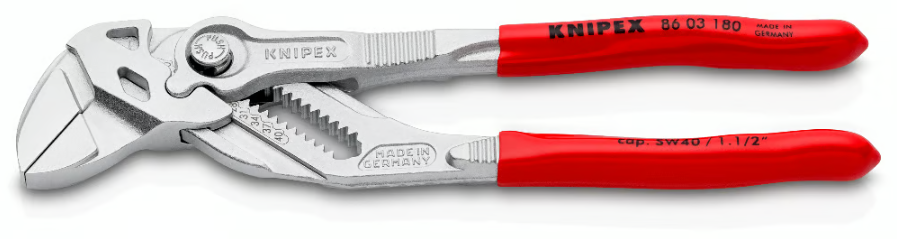 [13970] Pince clé grise gainée 180mm avec bouton poussoir