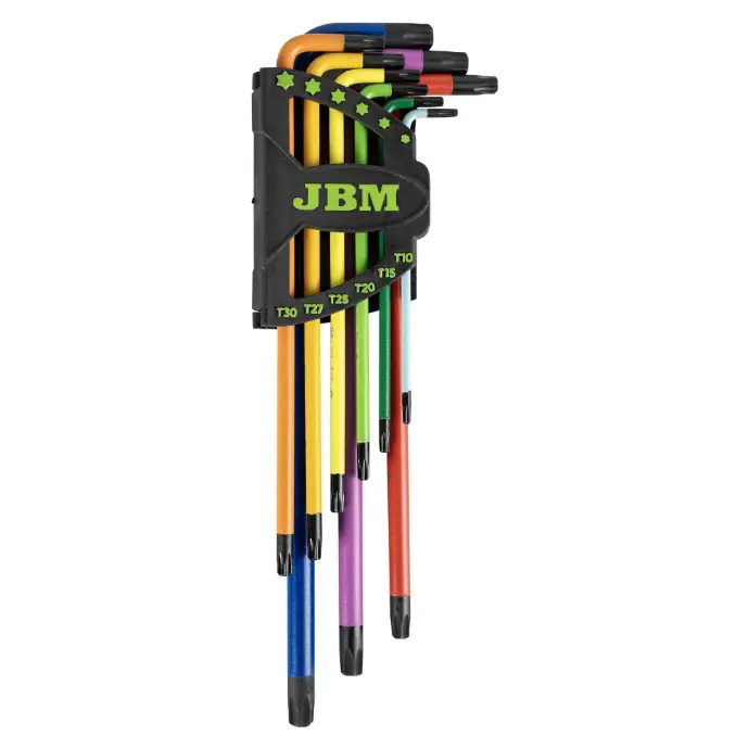 [54532] JEU DE 9 CLÉS TORX EXTRA LONGUES PEINTES EN COULEUR