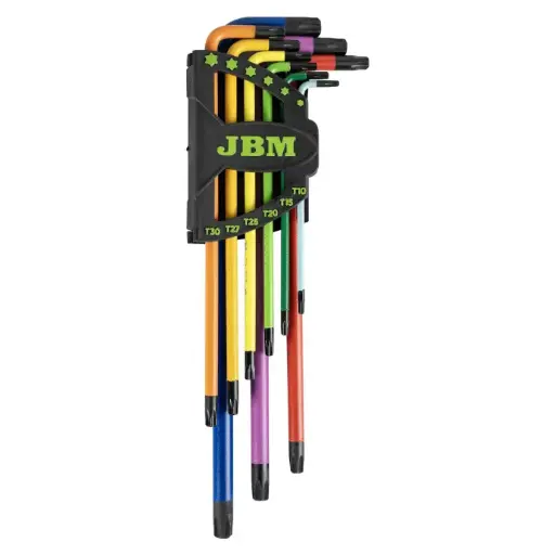 [54532] JEU DE 9 CLÉS TORX EXTRA LONGUES PEINTES EN COULEUR