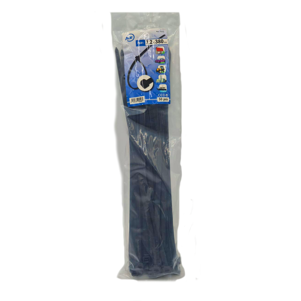 [1546] SACHET 50 LIENS NYLON NOIR 7,2 X 38