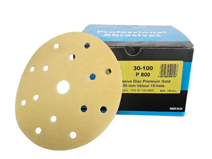 [30-100-0800] Q 30-100 Disque abrasif Premium Gold 150 mm Velcro 15 trous P800